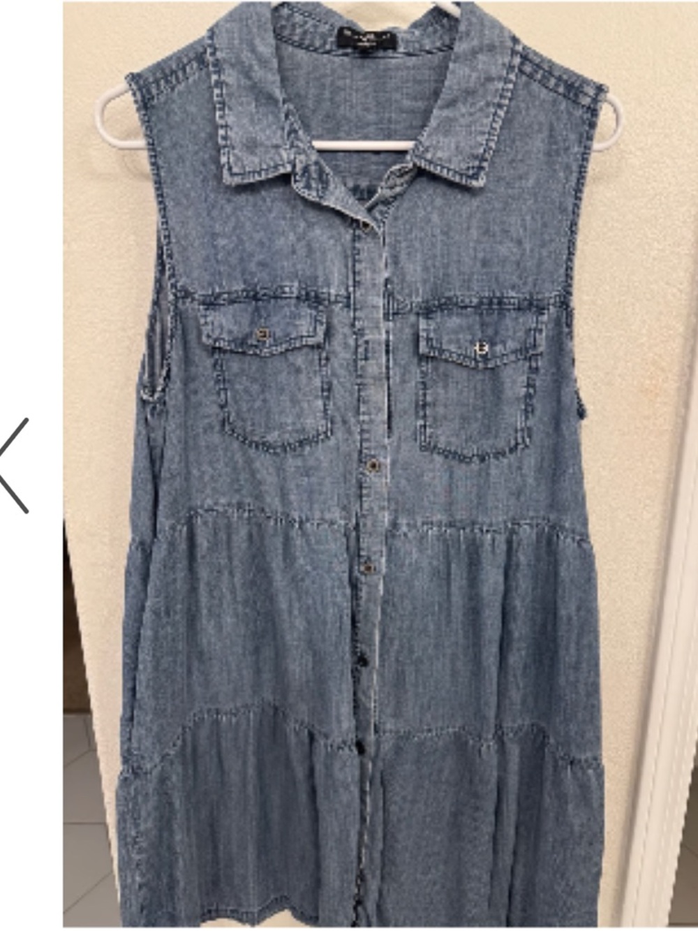 Velvet Heart Sleeveless Denim Tiered Midi Dress - Light Blue